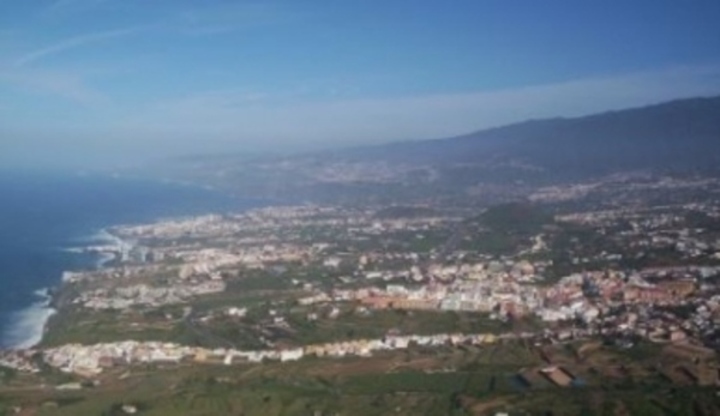 Pohled z letadla na Kanárské ostrovy