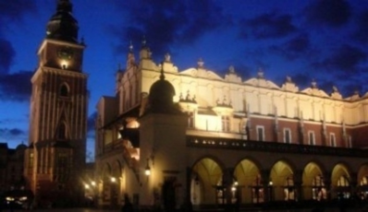 Osvětlený Krakow v noci 