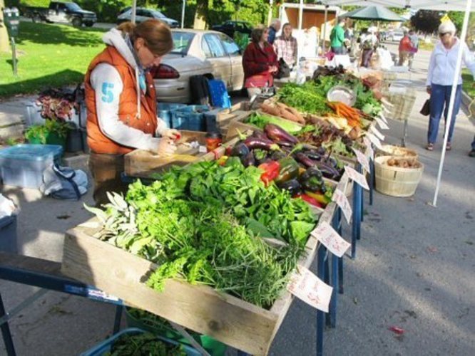 Lidé na trhu se zeleninou 